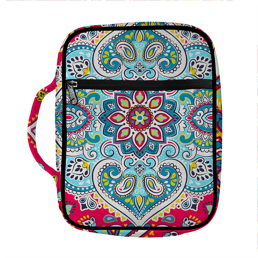 Floral Paisley Mandala Print Front Pocket Bible Bag