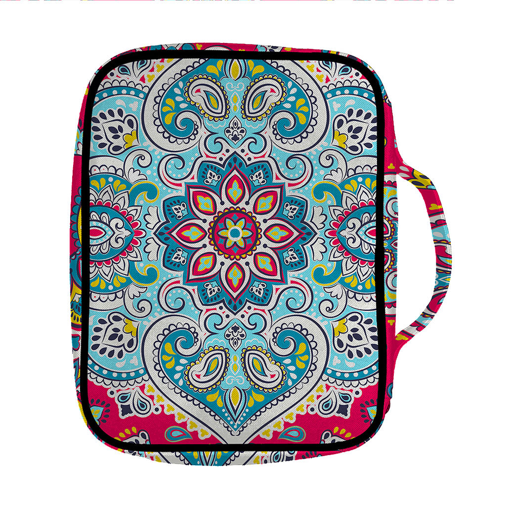 Floral Paisley Mandala Print Front Pocket Bible Bag