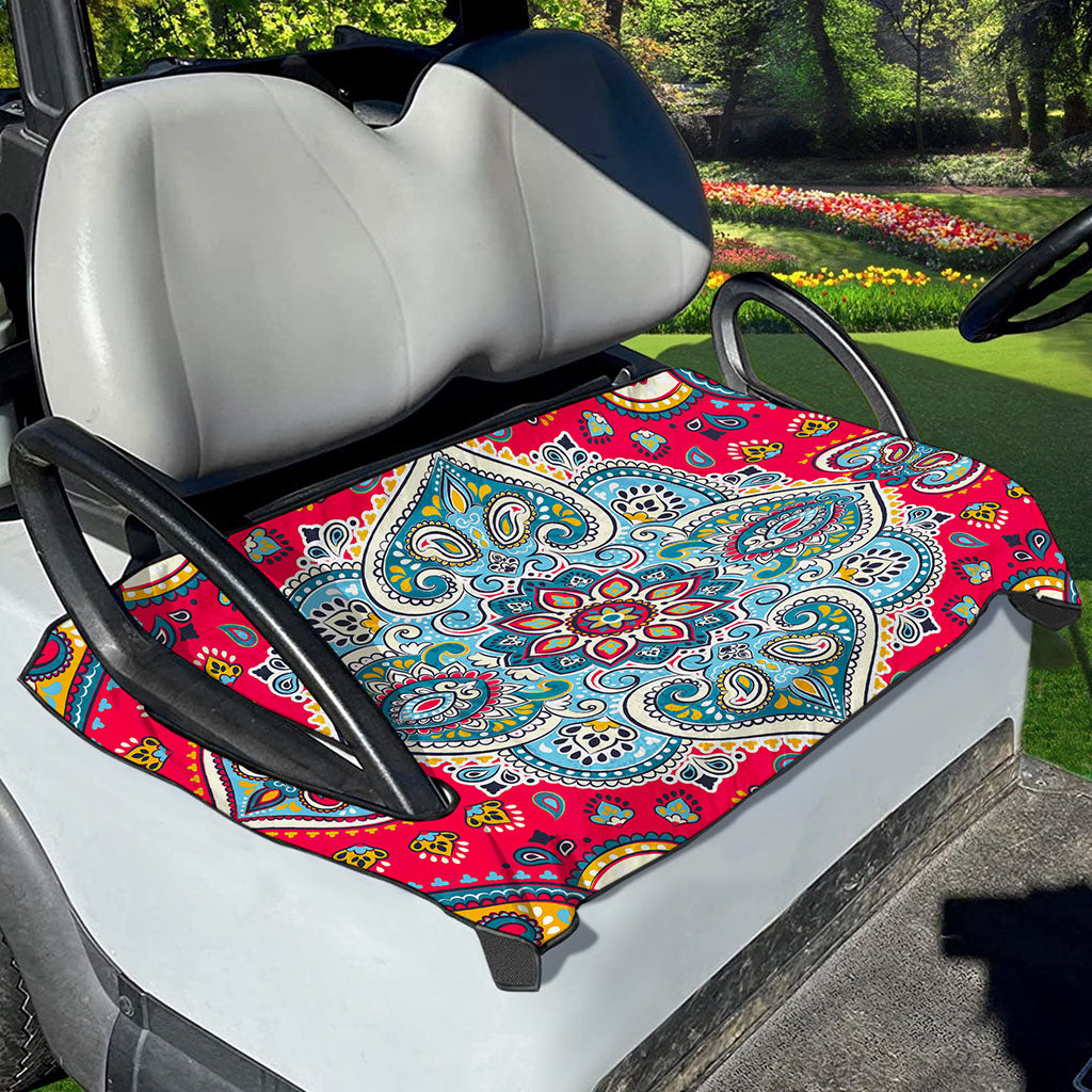 Floral Paisley Mandala Print Golf Cart Seat Cover