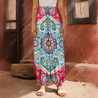 Floral Paisley Mandala Print Harem Pants