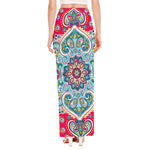 Floral Paisley Mandala Print High Slit Maxi Skirt