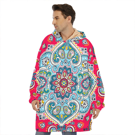 Floral Paisley Mandala Print Hoodie Blanket