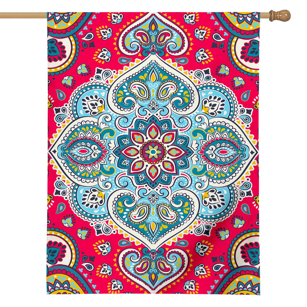 Floral Paisley Mandala Print House Flag