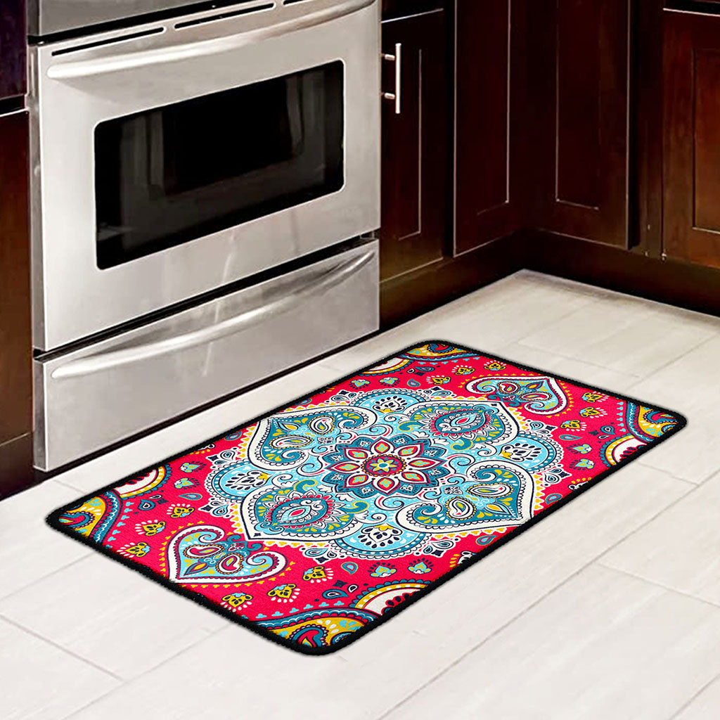 Floral Paisley Mandala Print Kitchen Mat