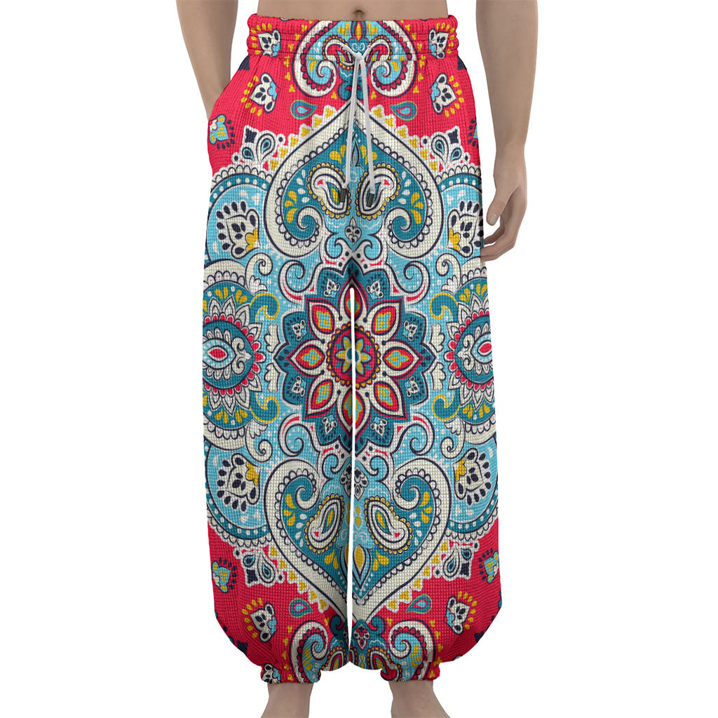 Floral Paisley Mandala Print Lantern Pants
