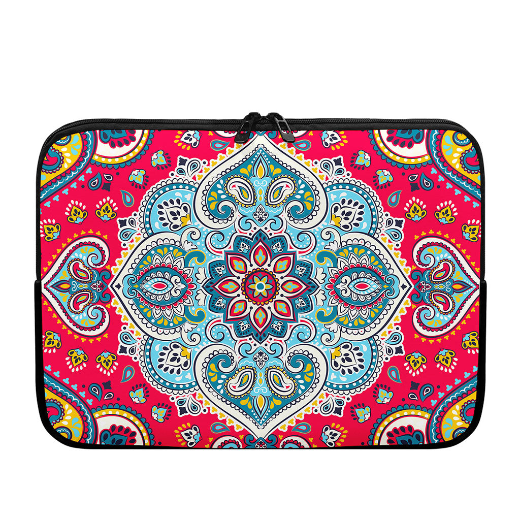 Floral Paisley Mandala Print Laptop Sleeve