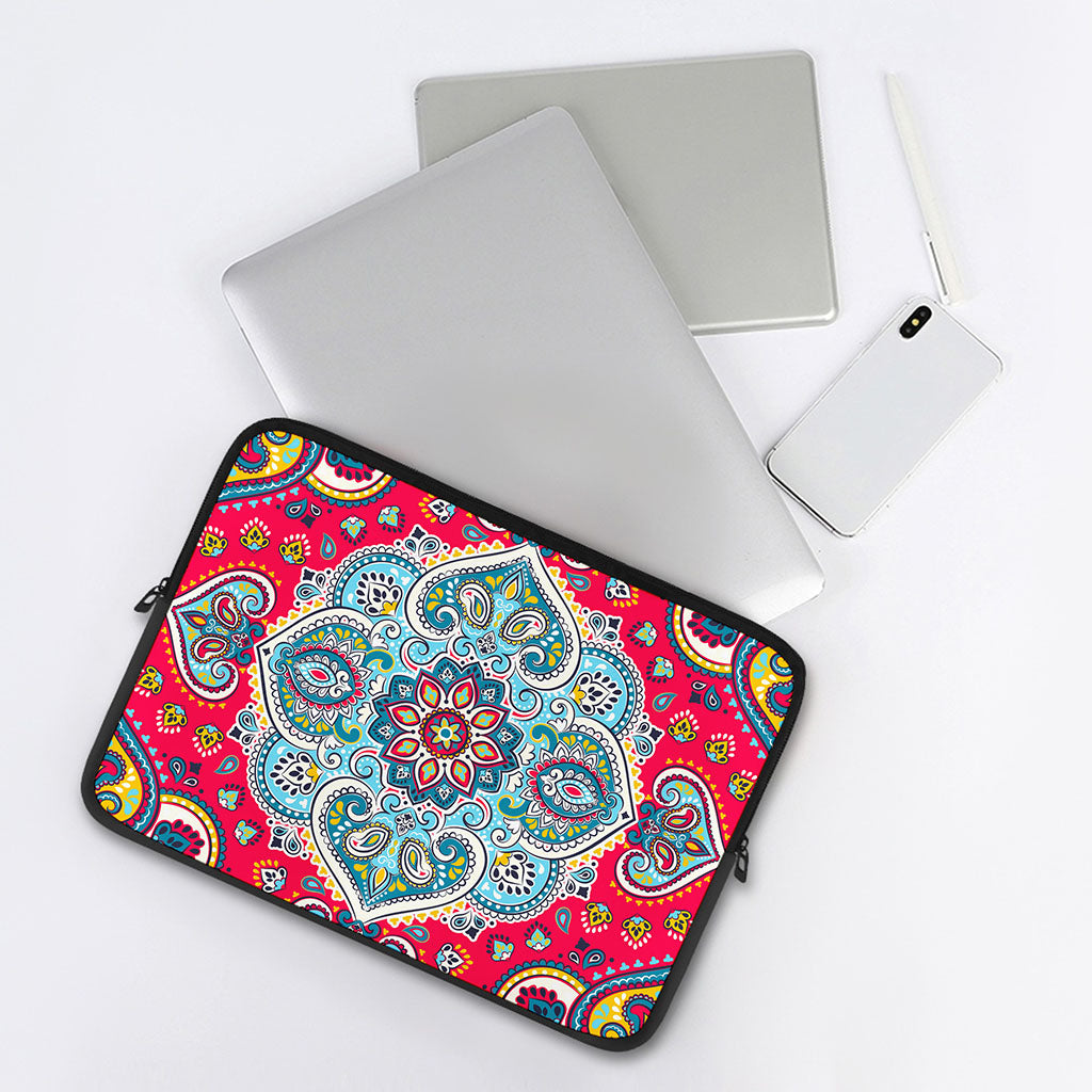 Floral Paisley Mandala Print Laptop Sleeve