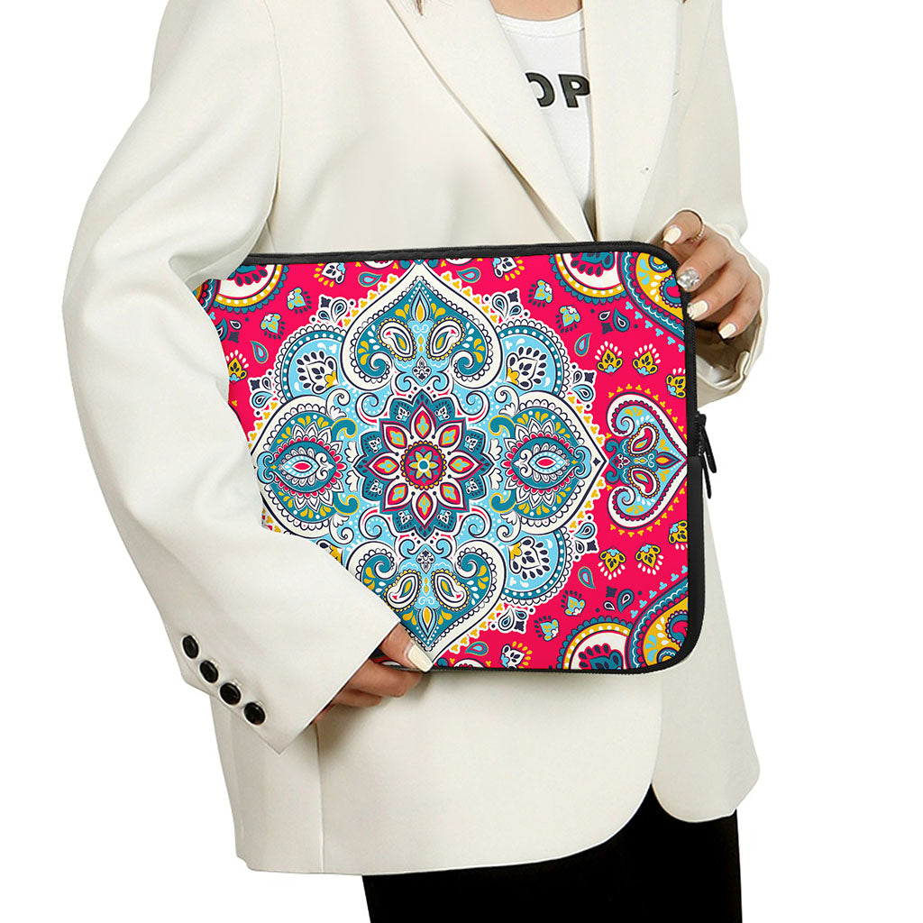 Floral Paisley Mandala Print Laptop Sleeve