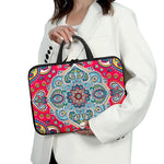 Floral Paisley Mandala Print Laptop Sleeve With Handle