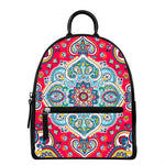 Floral Paisley Mandala Print Leather Backpack