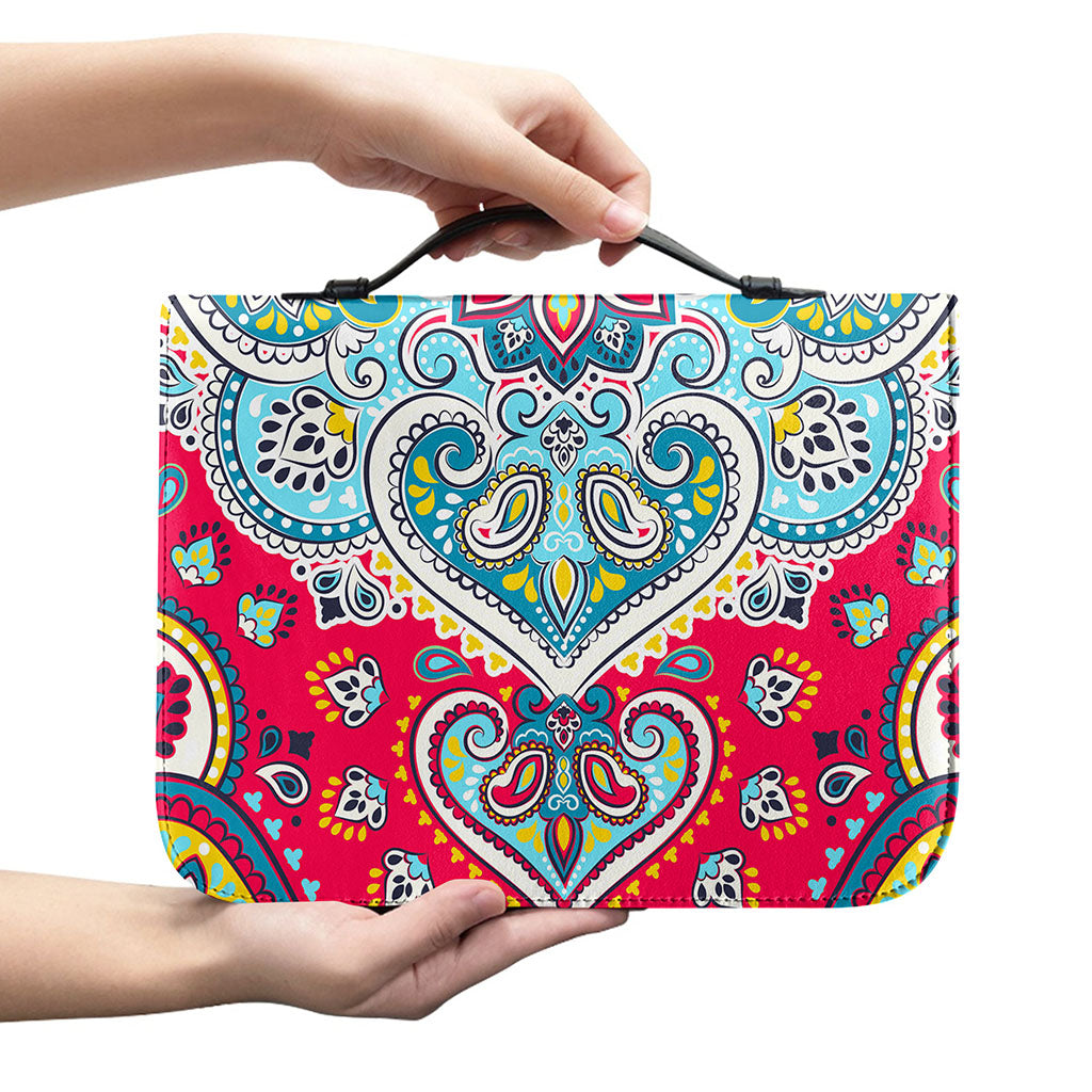 Floral Paisley Mandala Print Leather Bible Cover