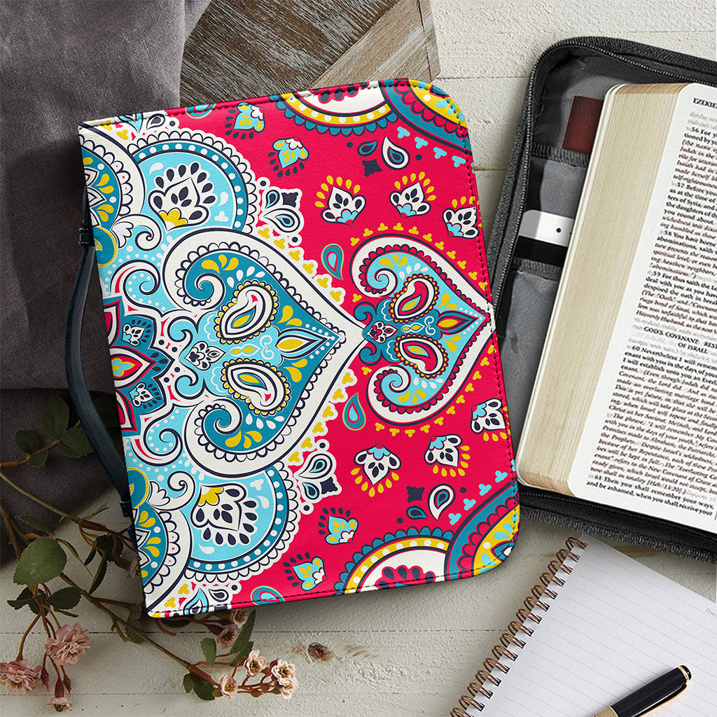 Floral Paisley Mandala Print Leather Bible Cover