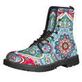 Floral Paisley Mandala Print Lace-Up Boots