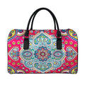 Floral Paisley Mandala Print Leather Duffel Bag