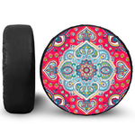 Floral Paisley Mandala Print Leather Spare Tire Cover