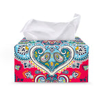 Floral Paisley Mandala Print Leather Tissue Box Cover