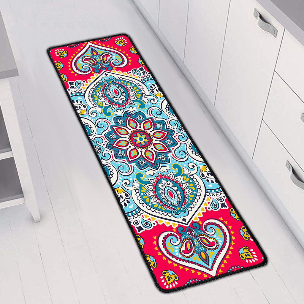 Floral Paisley Mandala Print Long Kitchen Mat