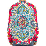 Floral Paisley Mandala Print Long Sleeve Baseball Jersey