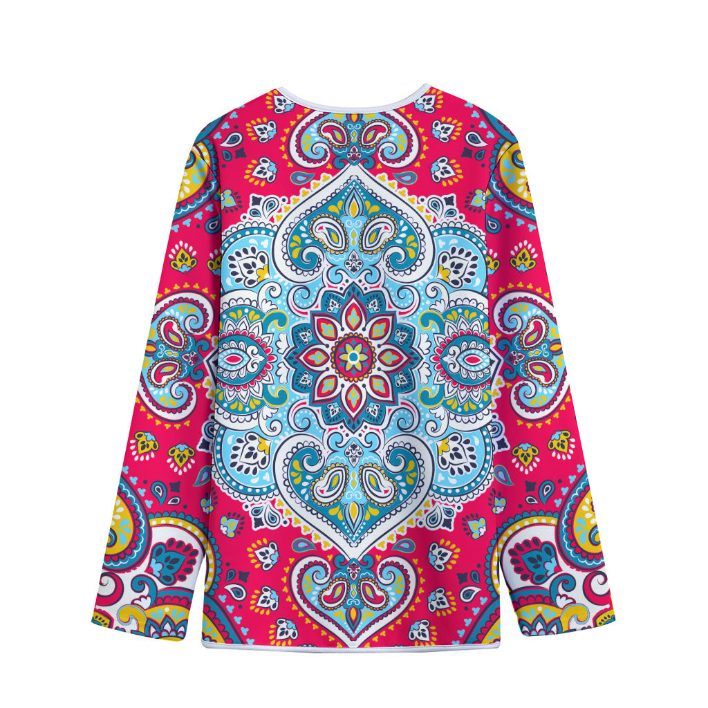 Floral Paisley Mandala Print Long Sleeve Short Coat