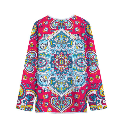 Floral Paisley Mandala Print Long Sleeve Short Coat