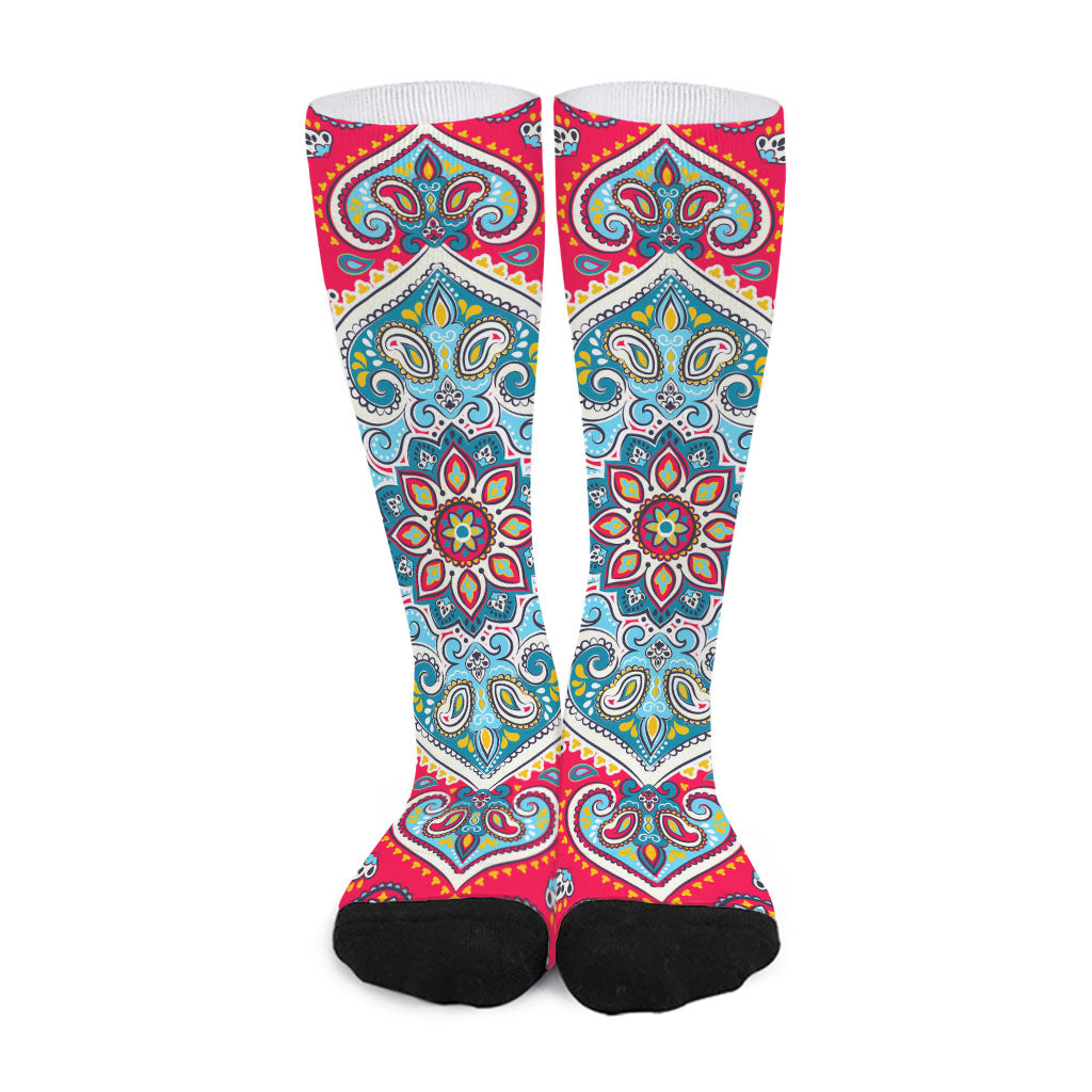 Floral Paisley Mandala Print Long Socks