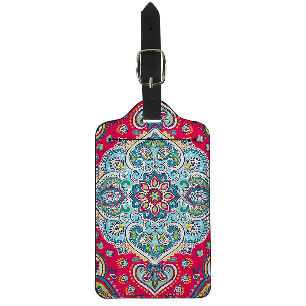 Floral Paisley Mandala Print Luggage Tag