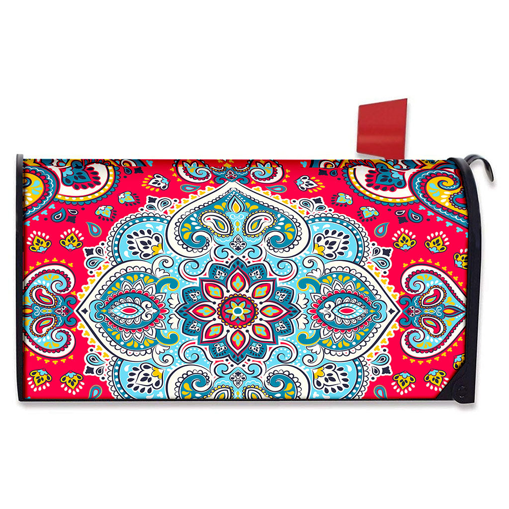 Floral Paisley Mandala Print Mailbox Cover