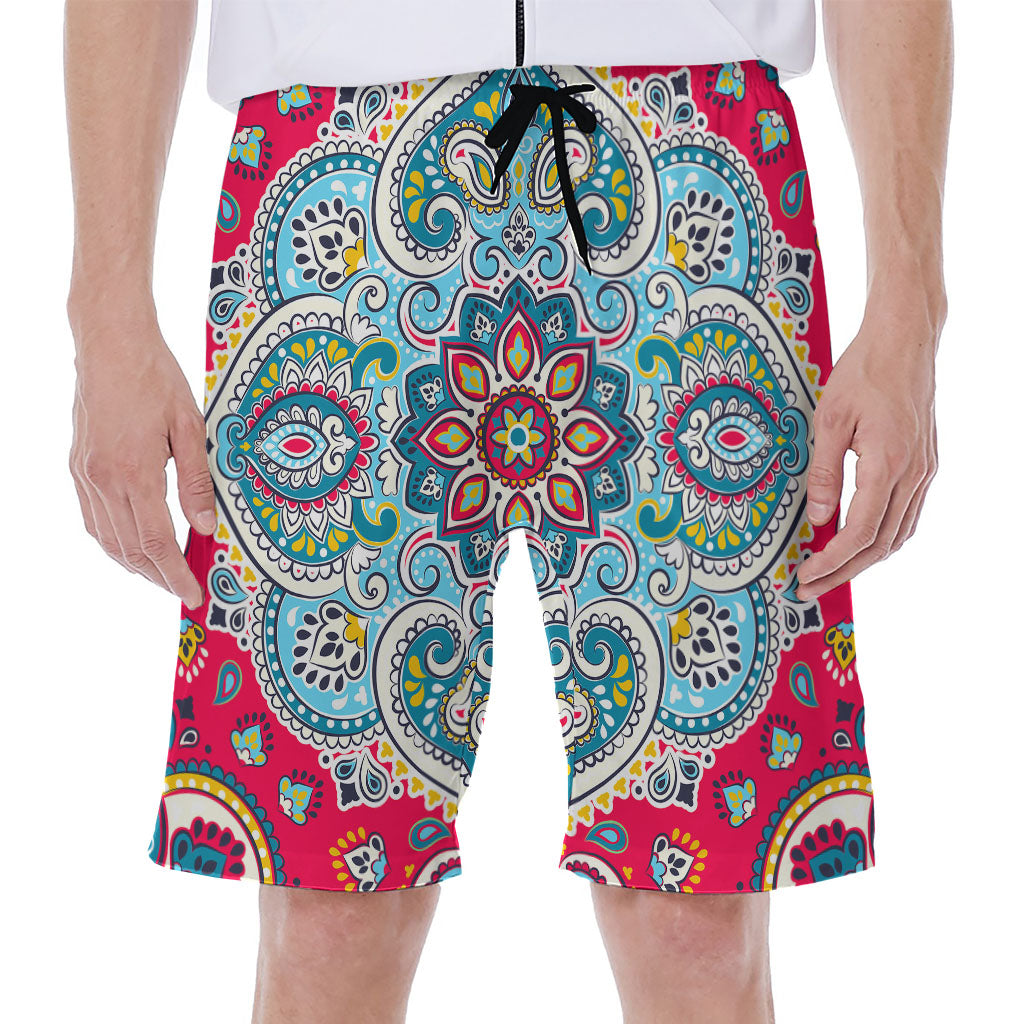 Floral Paisley Mandala Print Men's Beach Shorts