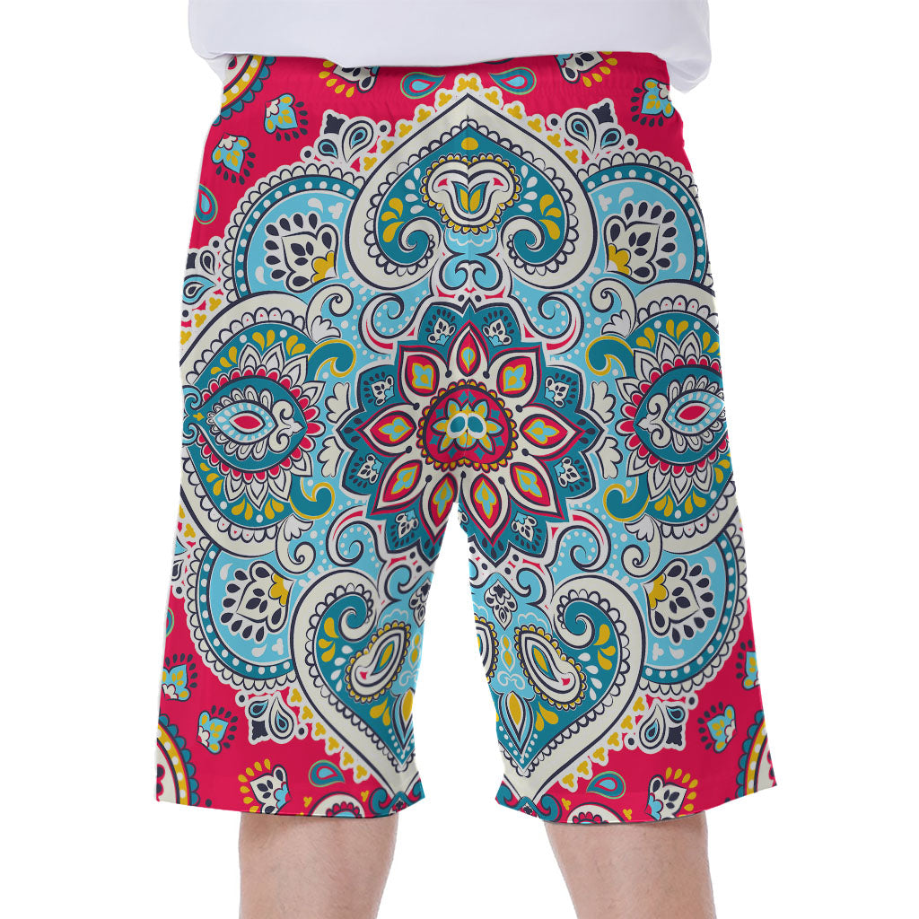 Floral Paisley Mandala Print Men's Beach Shorts