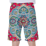 Floral Paisley Mandala Print Men's Beach Shorts