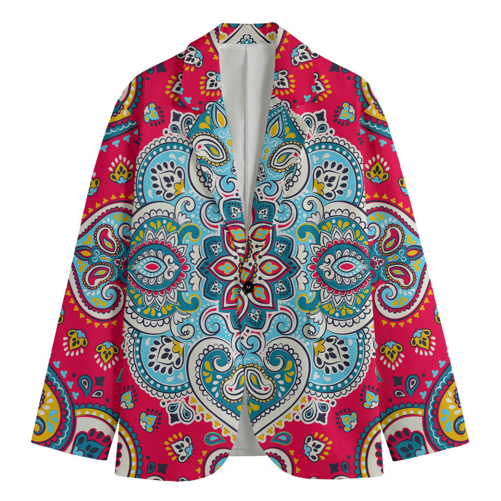 Floral Paisley Mandala Print Men's Blazer
