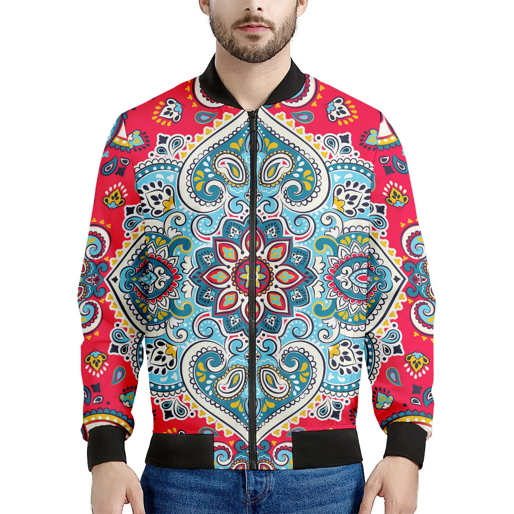 Floral Paisley Mandala Print Men's Bomber Jacket