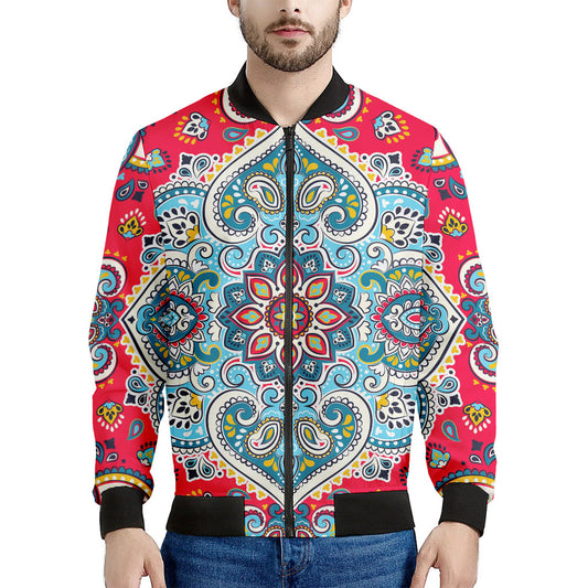 Floral Paisley Mandala Print Men's Bomber Jacket