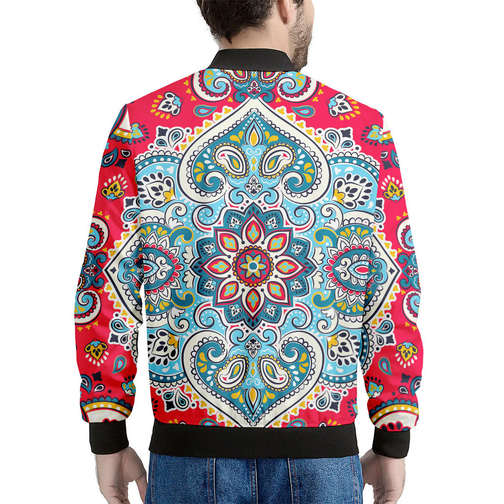 Floral Paisley Mandala Print Men's Bomber Jacket
