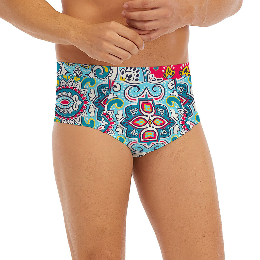 Floral Paisley Mandala Print Men's Briefs