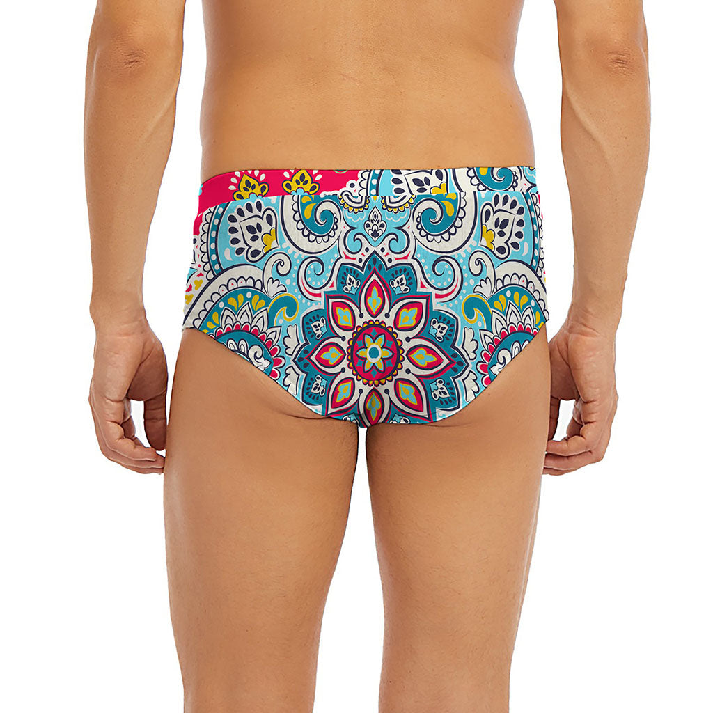 Floral Paisley Mandala Print Men's Briefs