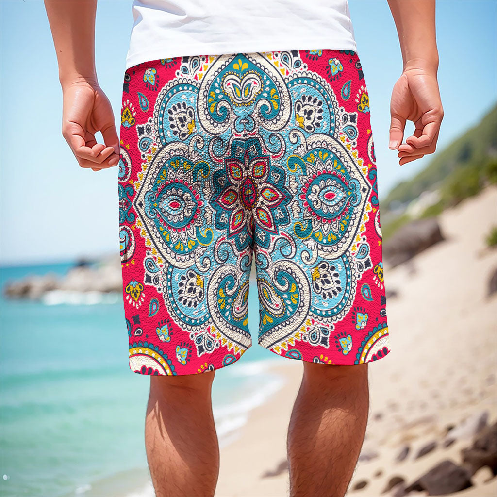 Floral Paisley Mandala Print Men's Cargo Shorts