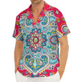 Floral Paisley Mandala Print Men's Deep V-Neck Shirt