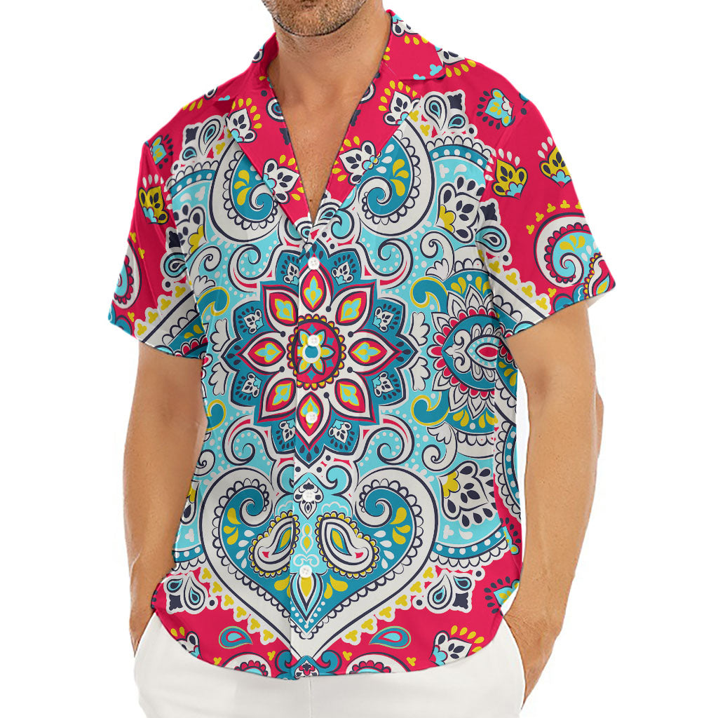 Floral Paisley Mandala Print Men's Deep V-Neck Shirt