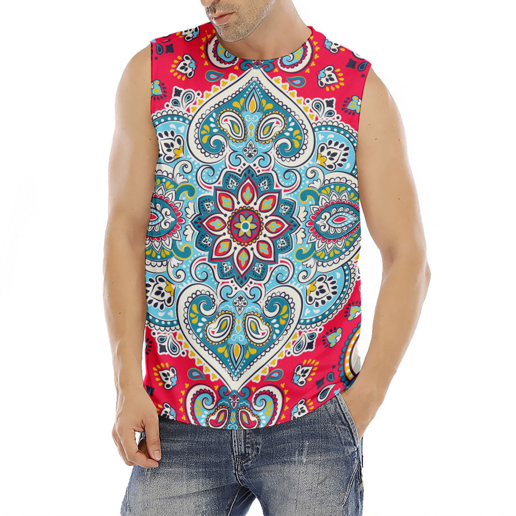 Floral Paisley Mandala Print Men's Fitness Tank Top