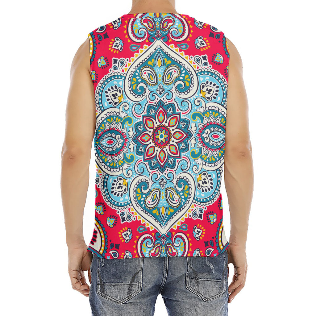 Floral Paisley Mandala Print Men's Fitness Tank Top