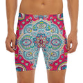 Floral Paisley Mandala Print Men's Long Boxer Briefs