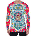 Floral Paisley Mandala Print Men's Long Sleeve T-Shirt