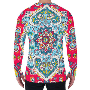 Floral Paisley Mandala Print Men's Long Sleeve T-Shirt
