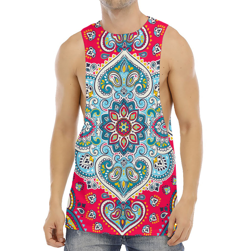 Floral Paisley Mandala Print Men's Muscle Tank Top