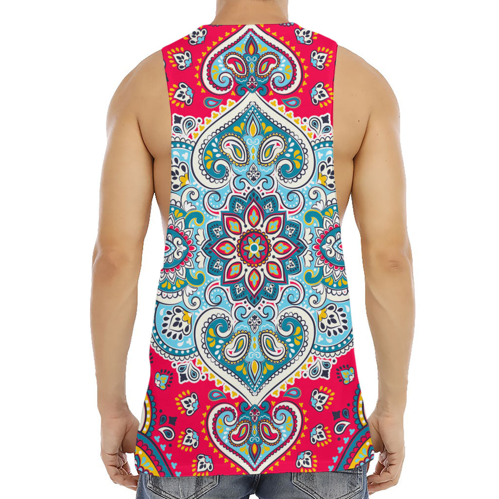 Floral Paisley Mandala Print Men's Muscle Tank Top