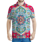 Floral Paisley Mandala Print Men's Polo Shirt