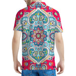Floral Paisley Mandala Print Men's Polo Shirt