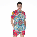 Floral Paisley Mandala Print Men's Rompers