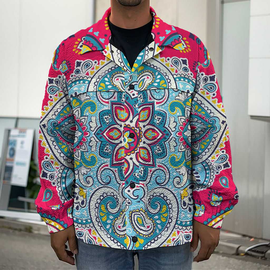 Floral Paisley Mandala Print Men's Shirt Jacket